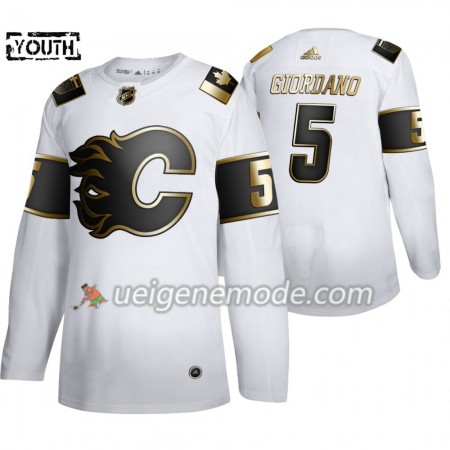 Kinder Eishockey Calgary Flames Trikot Mark Giordano 5 Adidas 2019-2020 Golden Edition Weiß Authentic